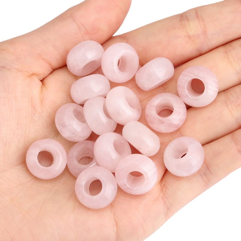 SUNYIK Rose Quartz Large Hole (6mm) Rondelle Loose Charms European Bead fits Bracelet,Jewelry Makings Pack of 20 - Image 2
